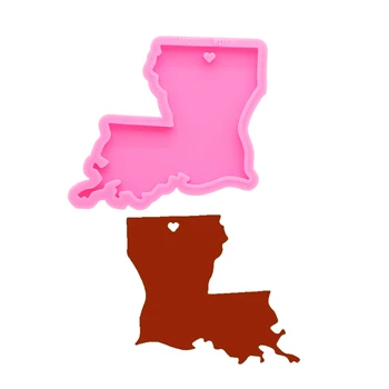Brilhante chaveiros-NOS para o Norte do estado de Louisiana mapa de Moldes de Silicone DIY Jóias chaveiro molde de Resina Epóxi Molde Personalizado DY0220