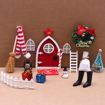 15Pcs/set Casa de bonecas em Miniatura Decoração de Natal Cena Modelo de Mobiliário Crianças Brincar de faz de conta Brinquedos de Presente de Natal