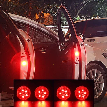 4Pcs de Carro Abrindo a Porta Luz de Advertência de Segurança Anti-colisão, Luzes, Flash, Magnético sem Fio do Sinal da Lâmpada Porta do Carro Decorar luz