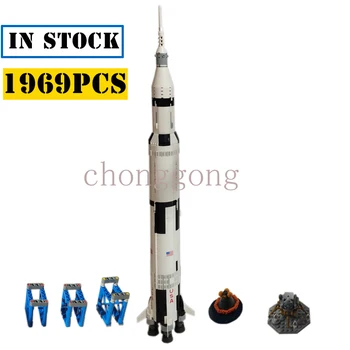 Modelo clássico EUA Apollo-Saturno V Veículo de Lançamento de Foguetes de Ajuste 21309 10231 Blocos de Construção Garoto Educação Brinquedos Presentes de Natal
