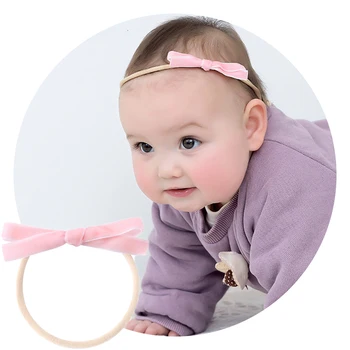 Veludo Arco De Nylon Tiaras De Bebê E Acessórios Para O Cabelo De Cor Sólida Elástico Hairbands Para Crianças Turbante De Nylon Macio Recém-Nascido Headwrap
