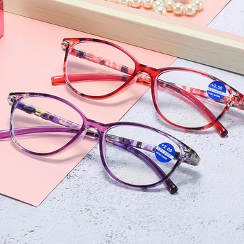 +1.0 1.5 2.0 2.5 3.0 3.5 4.0 Dioptria impressão de óculos de leitura de mulheres unisex óculos retro anti-luz azul óculos de leitura