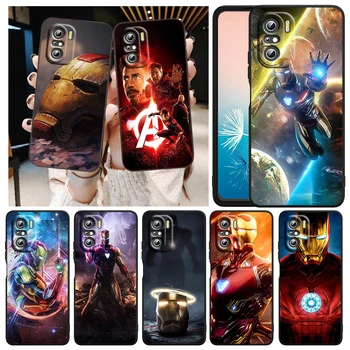 Marvel Homem de Ferro Mech Caso De Telefone Xiaomi Redmi K50 K40 Jogos 10 10C 9AT 9A 9C 9T 8 7A 6A 5 4X Preto Fosco Capa Mole
