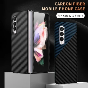Ultra Fina em Fibra de Carbono Telefone Case para Samsung Galaxy Z Dobre 4 5G Rígido Slim Tampa Traseira