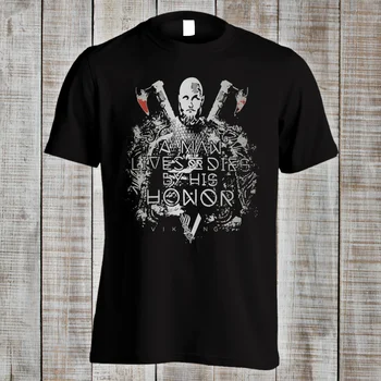 Vikings História de Um Homem que Vive ou Morre Por Sua Honra de Guerreiro Ragnar Lothbrok T-Shirt 2019 Moda Retro Verão Mens T-Shirt de Impressão
