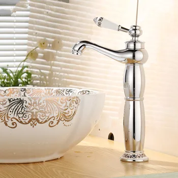 Prata frete Grátis Banheiro de bronze da bacia torneira de casa de banho Com porcelana