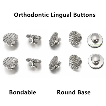 Dentário Ortodôntico Lingual Botões Bondable Base Redonda De Malha De Aço Inoxidável Ortho Suporte De Chaves