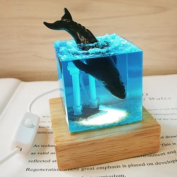 [TML] Artesanato marinha ornamentos mar baleia luz da noite do aquário Resina cristal carro ornamento casa Decoração da mesa de modelo dom
