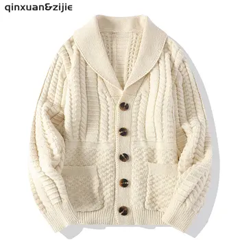 2022 Novo Outono Inverno, A Marca De Moda Camisola De Malha Homens Cardigan Vintage Casual Buttom Up Coats Jaqueta De Mens Vestuário