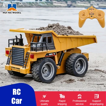 HUINA 1:18 RC Dump Truck Liga de Modelo de Tractor de Engenharia Carros Escavadeira de 2,4 GHz Carro Rádio Controlado Brinquedos Para Meninos Presentes das Crianças