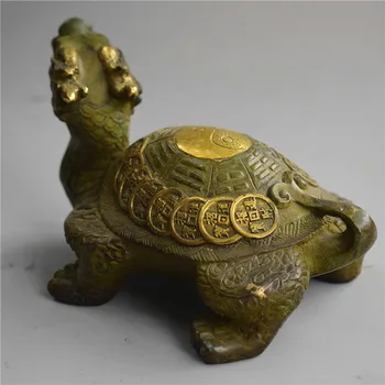 antigo Dourada tibete dragão de ouro tartaruga enfeites utensílios de bronze da estátua