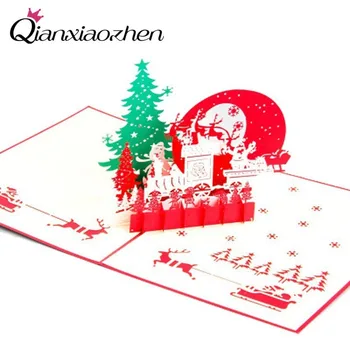 Qianxiaozhen 3D Cartões de Natal Feliz Natal e Cartões Cartão-Presente de Natal Decoração (Com Livre Envelopes)