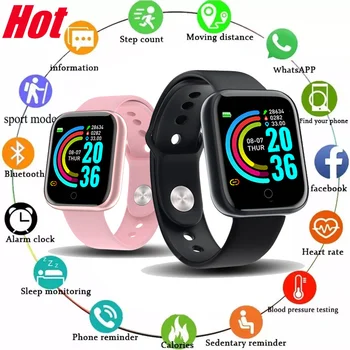 Y68 Smart Watch Homens Mulheres Relógios De Pulso D20 Smartwatch Relógio Eletrônico De Fitness Monitor De Presente De Aniversário Para Xiaomi Huawei Pulseira