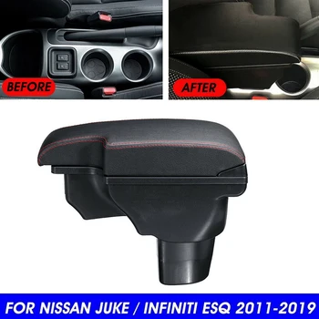 Para Nissan Juke Infiniti ESQ 2011-2019 apoio de Braço Central Consoles de Armazenamento de Caixa de Corrimãos em Dupla Camada de Armazenamento W/ 3 Porta USB