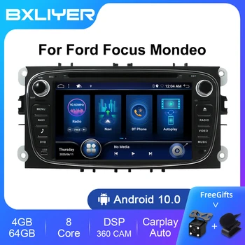 6+128GB Carplay DSP de 7 polegadas Android De 10 Para automóvel Ford Focus S-Max, Mondeo 9 Galaxy C-max Carro GPS de Navegação de Rádio Multimédia Player