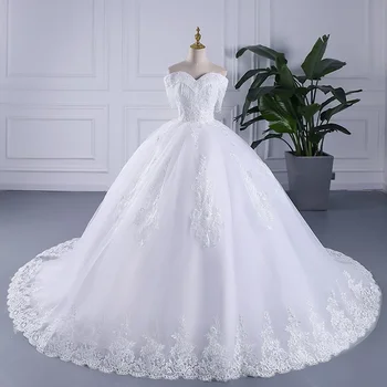 Roseca Vos Fora Do Ombro Requintado Esferas De Borla Vestidos De Noiva Branco Sem Mangas, Vestido De Baile Vestido De Noiva 2023 Nova Moda