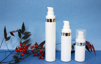 15ml branco airless garrafa de branco com bomba de prata aro de plástico do frasco para soro/loção/fundação/essência cosméticos embalagem