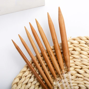DIY Tricô de Tecelagem Pinos de Bambu Agulhas Circulares Segmentos de Tubo de Tricô Crochê Bordado Ferramenta de 80/120 cm 2,0 mm-10,0 mm