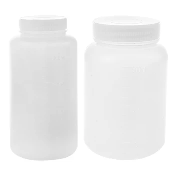 2Pcs Laboratório de Garrafa de Plástico: 1Pcs Laboratório de Química estojo de Plástico Branco Widemouth Garrafa de 500ML Com 1Pcs 1000ML Branco