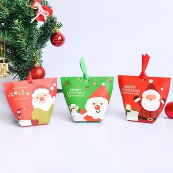 (48 peças/lote) Feliz Natal e Ano Novo Decoração de Doces Caixa de Vermelho, Verde, Roxo Santa Saco de Papel de Presente Doces Recipiente Para Crianças B075