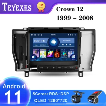 TEYEXES 2 din Carradio Para Toyota Crown 12 S180 1999 - 2008 auto-Rádio Multimédia Player de Vídeo de Navegação GPS Android 11 2 Din