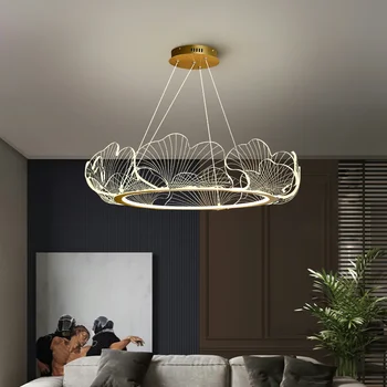 Novo Ginkgo biloba arte luzes pingente moderno e minimalista luz de sala de estar e quarto de estudo LED luminária dispositivo elétrico de iluminação dimmable