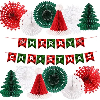 Enfeites de natal Conjunto de Favo de mel Artesanal Colorido Árvore de Natal Chapéu de Ornamento para DIY Festa de Natal Teto Janela de Decoração
