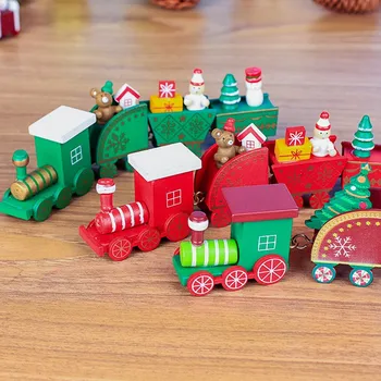 4 Nós, o Natal de Trem de Madeira Pintadas de Decoração de Natal para Casa Com o Santa Crianças Brinquedos de Enfeite de Natal 2022 Presente de Ano Novo