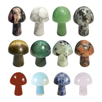 Cogumelo em Massa Enfeites de Cristal Mini Cogumelo Escultura de 12 peças Decorativas Coloridas de pedra preciosa da Decoração da Casa de Cogumelo Natural
