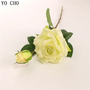 YO CHO 7pcs Delicado DIY Presente Artesanal Verdadeiro Toque de Rosa Artificial Peônia Flor de Decoração de Parede de Seda Flor de Casa Subiu Falso Planta