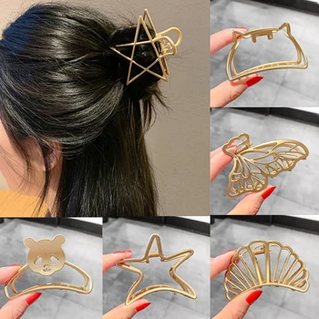Moda Oco Geométrica De Cabelo De Metal Claw Presilhas Para As Mulheres Do Vintage Grampos De Cabelo De Cabeça Gancho Ornamentos E Acessórios Para O Cabelo