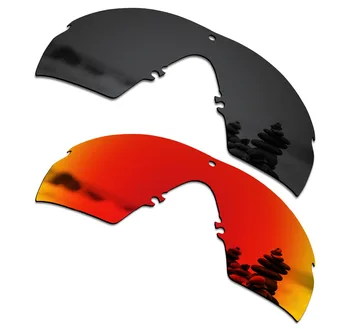 SmartVLT 2 Peças de Óculos de sol Polarizados de Substituição de Lentes para Oakley Si M Quadro 2.0 Stealth Preto e Vermelho Fogo