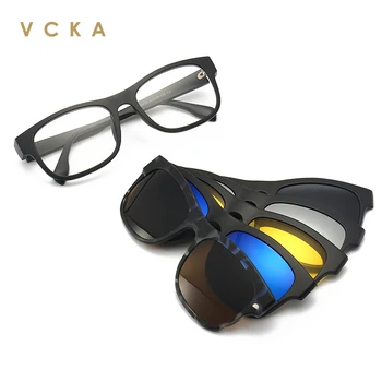 VCKA Óculos de sol Polarizados Variedade Cinco Clipe de Homens e Mulheres a Cavalo Ímã Espelho Miopia Óculos de Armação Quadrada Óculos
