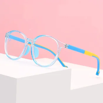 Rodada de Qualidade de Silicone Anti Luz Azul de Óculos para crianças, Crianças Óptico Moldura Transparente Menino Menina Eyeglasse Óculos de Proteção