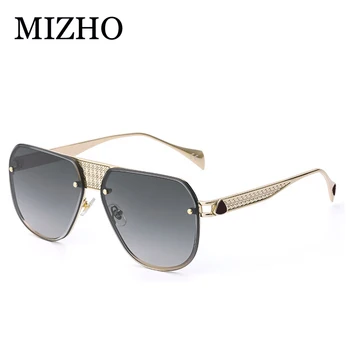 MIZHO Óculos de sol Oversized Mens Marca de Luxo Designer Tons Grandes Barras de Armação de Metal UV400 Piloto Óculos de Mulher