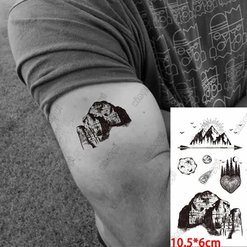 Impermeável Tatuagem Temporária Adesivo De Árvore De Floresta Amor Montanha Flash Tatoo Falso Tatto Mão, Braço, Pescoço, Pernas Corpo Arte Corporal Da Mulher Os Homens