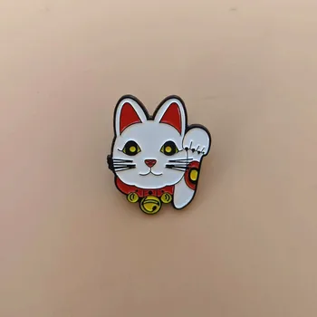 O Pequeno Gato Branco com o Sino Convida Televisão Broches Emblema para o Saco Pin de Lapela com Fivela de Jóias de Presente Para os Amigos