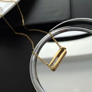 Zircão de Cristal Oval Pingente de Colares para as Mulheres de Aço Inoxidável de Luxo Gargantilha Colar de Charme coreano Jóia de Presente