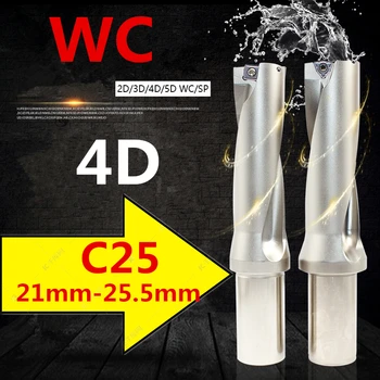 WC C25 4D SD 21 22 23 24 25 mm Brocas com pastilhas Intercambiáveis U Tipo de Broca de Perfuração do Buraco Raso Ferramenta Para Inserir WC04