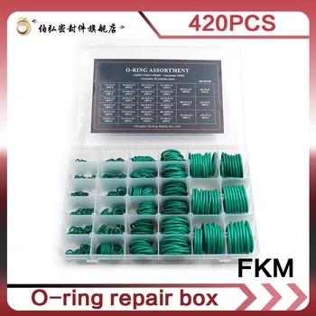 Fluororubber 420pcs Verde FKM Anéis-O Kit 30Sizes Selo do anel de Vedação O-rings Arruela de Vedação Definir o Sortimento Conjunto O-ring Caixa do Kit