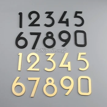 Nova marca de Latão Puro Auto-adesivo Casa de Sinais de Porta de Números de Porta do Alfabeto Casa de Correio da Sala de Casa Rua Sinal de Endereços de 0~9 Números