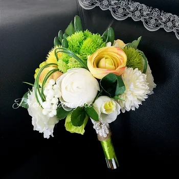 Simulação de alta artificial suculenta flor de noiva, buquê de flor na lapela do Noivo casamento, buquê de floresta festa noiva segurando flores