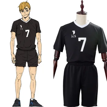 Haikyuu Temporada 4 No. 7 Miya Atsumu Nº 11 Osamu Miya Cosplay Camisolas Inarizaki Alta Voleibol Top+Shorts Uniforme Preto Sportswear