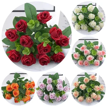 11 Heads 5 Garfos Francês Petite Paris Rosas Simulação Flor Home Hotel Salão Do Casamento Decoração De Flores Artificiais Falso Flor