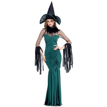 Mulheres adultas Halloween Gótica Sexy Fantasia de Bruxa Senhoras Fantasia de Borla Vestido de Cosplay Roupa Engraçada S-XL Para as Meninas Plus Size
