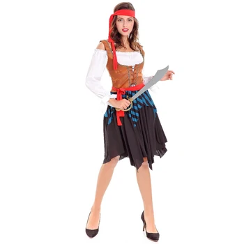 Mulheres Fantasia De Pirata Menina Tripulação Fantasia De Carnaval Fantasias De Halloween Adultos Pirata Do Vestido De Fantasia Do Vestuário