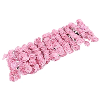 144Pcs Mini Petite Papel Artificial Rosa Brotos de Flores DIY de Artesanato Decoração do Casamento em Casa