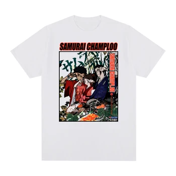 Anime Samurai Champloo Vintage Tshirt Homens de Mangá Japonês 100% Algodão, de impressão Nova TEE CAMISETA de grandes dimensões Womens UE Tamanho