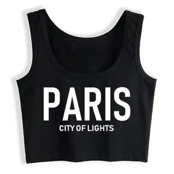 Crop Top Paris, Cidade Das Luzes em França, a Torre Eiffel Casual Harajuku sem Mangas Y2k Tops das Mulheres Tops, blusas mujer de moda verano