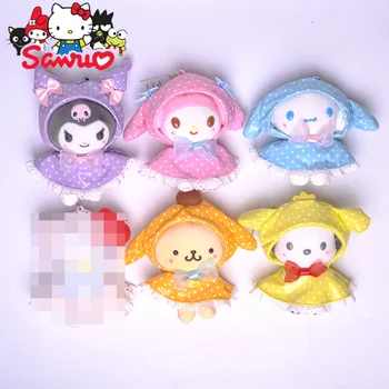 Japonês Criativo, Bonito Capa de chuva Sanrio Melodia Kuromi Hello Kitty Cinnamoroll Brinquedo Boneca Pingente Saco Pendurado Ornamento Presente 12cm